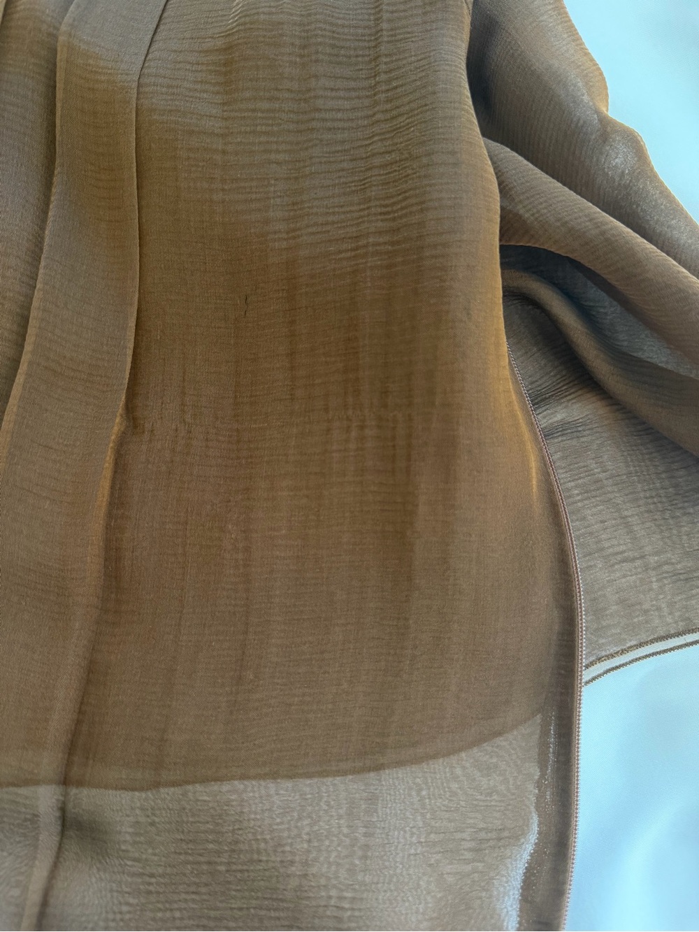 AKRIS 100% Silk Chocolate Brown Pleated Blouse Size 6 - Picture 14 of 16